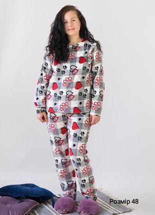 Жіноча райдужна махрова тепла піжама велсофт веселка , женская радужная тёплая махровая пижама плюш4 фото