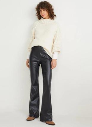 Шкіряні штани кльош pimkie) 38р👍👖🔥