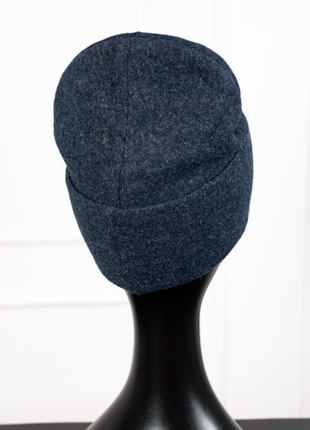 Жіноча кашемірова шапка біні з закотом демі 5 кольорів6 фото