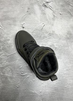 Зимние мужские ботинки puma haki black (мех) 40-41-42-43-44-454 фото