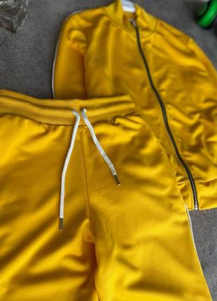 Спортивный костюм мужской на микрофлисе желтый брюки + кофта6 фото