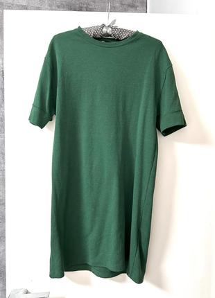Зеленое платье zara с коротким рукавом, размер s