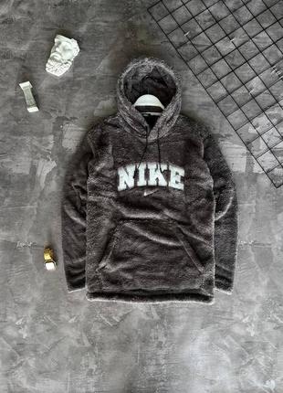 Плюшева худі nike темно сіра / чоловічі кофти від найк