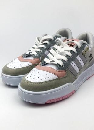 Adidas forum low grey&amp;pink3 фото