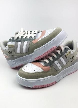 Adidas forum low grey&amp;pink2 фото