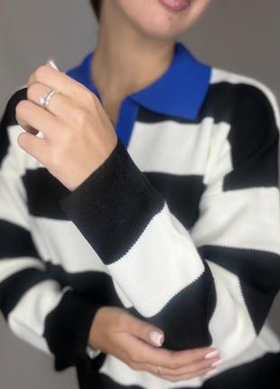 Женский пуловер полосатый3 фото