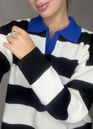Женский пуловер полосатый4 фото