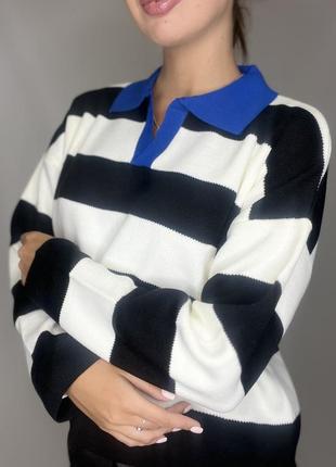 Женский пуловер полосатый5 фото