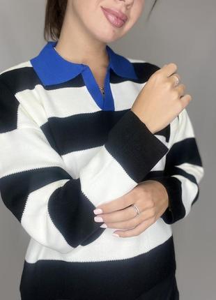 Женский пуловер полосатый7 фото