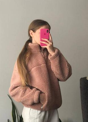 Тепла кофта тедді зимова на замочку теді пухнаста овчина версайз