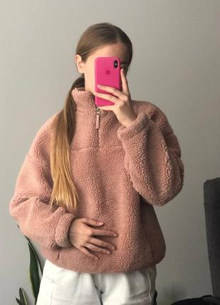 Тепла кофта тедді зимова на замочку теді пухнаста овчина версайз