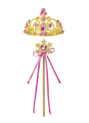 Корона и палочка принцессы авроры для девочки, розовая