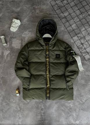 Брендовая мужская зимняя куртка stone island хаки / пуховики стоник искрленд3 фото