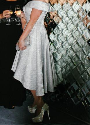 Вечернее платье серебряное2 фото
