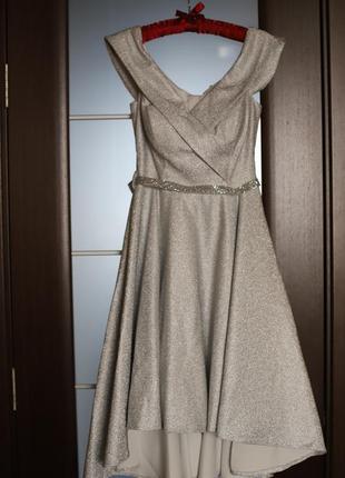 Вечернее платье серебряное3 фото