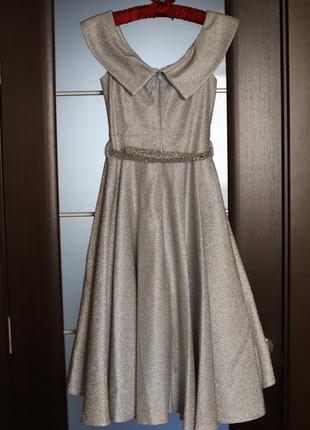 Вечернее платье серебряное6 фото