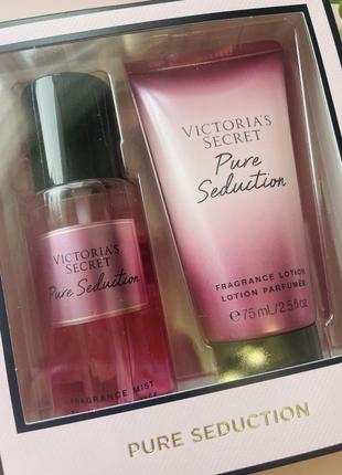 Подарочный набор лосьон, спрей для тела victoria’s secret: pure seduction, velvet petals3 фото