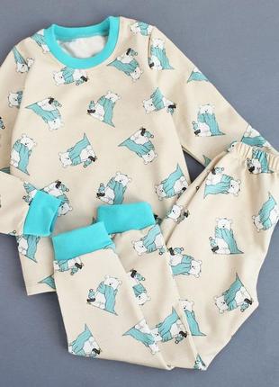 Трикотажная хлопковая пижама пижамка теплая байковая с начесом для девочки мальчика