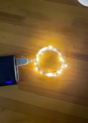 Гирлянды на usb и батарейках (1м,2м,3м,5м) теплый белый/цветной - поможет при блэкауте