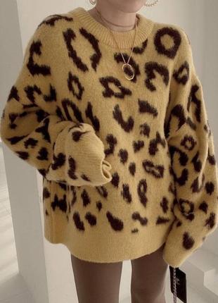 Стильный свитерик с трендовым леопардовым принтом, оверсайз😍1 фото
