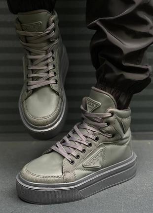 Кроссовки prada neylon hight grey