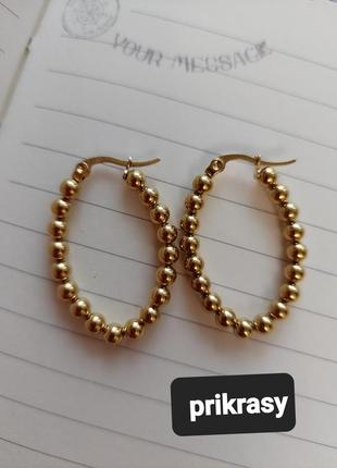 Медаль серьги конго овал шарики золотые нержавейка купить серьги кольца медзолото фораджо