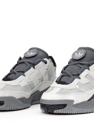 Мужские кроссовки с мехом adidas niteball white grey fur6 фото