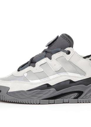 Мужские кроссовки с мехом adidas niteball white grey fur2 фото