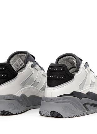 Мужские кроссовки с мехом adidas niteball white grey fur7 фото