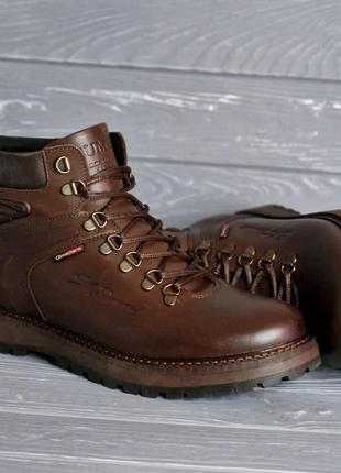 Кожаные мужские коричневые ботинки шнурок / змейка тм bumer!!!1 фото