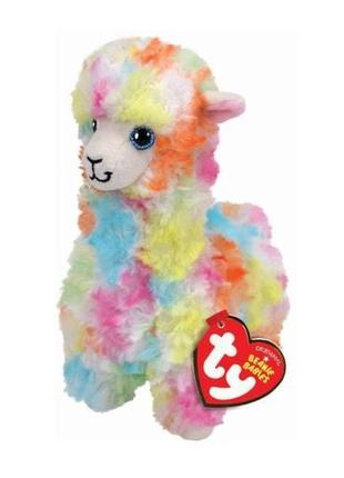 Детская мягкая игрушка ty beanie babies разноцветная лама lola, 15 см1 фото