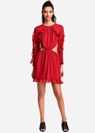 Сукня червона з відкритою спиною zara, шовкове плаття міні 2025