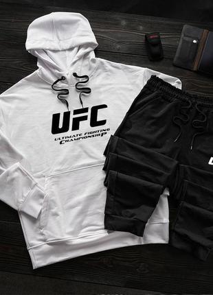 Зимовий костюм юфс ufc на флісі худі з капюшоном штани на манжетах комплект бордовий червоний хакі синій білий сірий чорний чоловічий7 фото