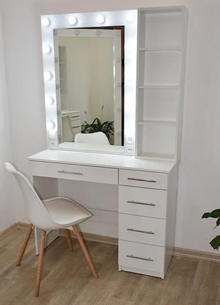 Туалетный столик трюмо и макияжное зеркало с подсветкой и полками zerka 1000 mm7 фото