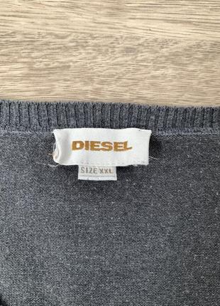 Бавовняний джемпер пуловер diesel сірого кольору3 фото