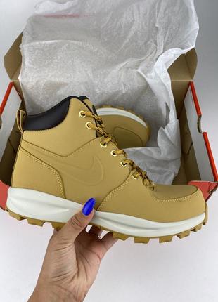 Ботинки nike manoa leather 454350-700 yellow, оригинальные ботинки найк нубук замовые