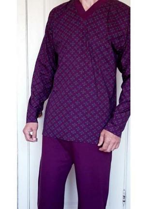 🌜нова піжама fashion affairs. італія, чоловіча, бавовняна, демісезонна, фірмова, з принтом, кофта-полувер, штани,