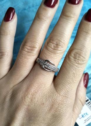 Нежное серебряное кольцо  джинс с белыми камнями4 фото