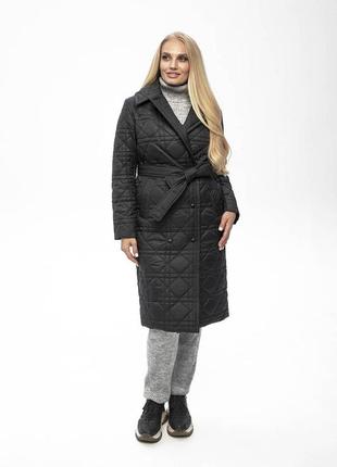 44-54 жіноче демісезонне пальто чорне mira8 фото