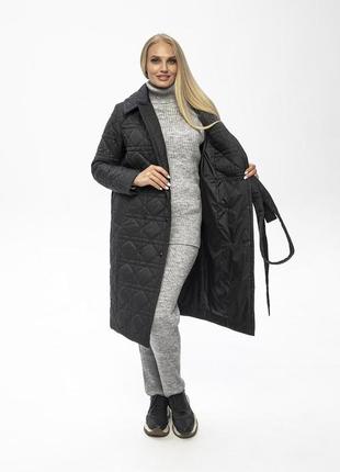 44-54 демисезонное женское пальто черное mira6 фото