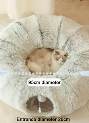 Лежанка тунель для кота собаки 95х26 см плюш4 фото