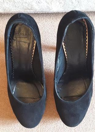 Туфли замшевые черные на высоком каблуке8 фото
