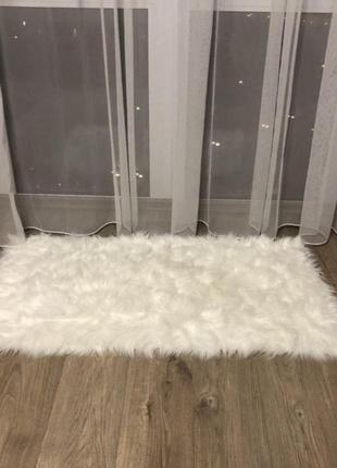Білий пухнастий килимок 60*90 см