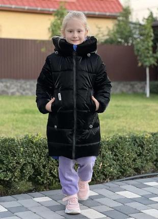 Куртка длинная удлиненная зимняя desing, пальто для девочки 134-152 см