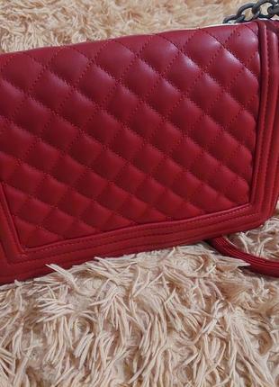 Сумка chanel classic red красная5 фото