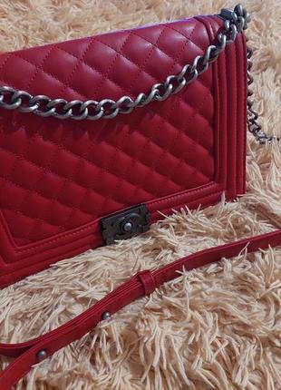 Сумка chanel classic red красная