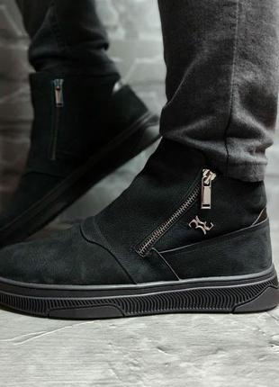 Зимние мужские ботинки billionaire black (мех) 43-45