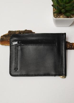 Затискач для грошей із монетницею, гаманець зі шкіри "leaflet" — з rfid захистом! + подарок!4 фото