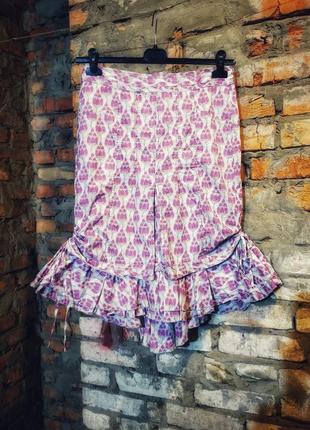 Юбка рыбка годе с затяжками хвостом коттон хлопок sandwich миди