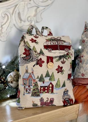 Рюкзачок детский новогодний гобеленовый для прогулок limaso1 фото